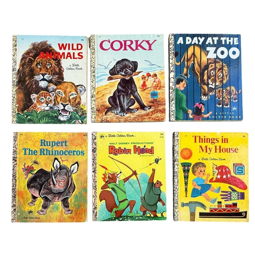 18 Vintage Little Golden Books Flintstones Robin Hood Tootle Sesame Street Lot